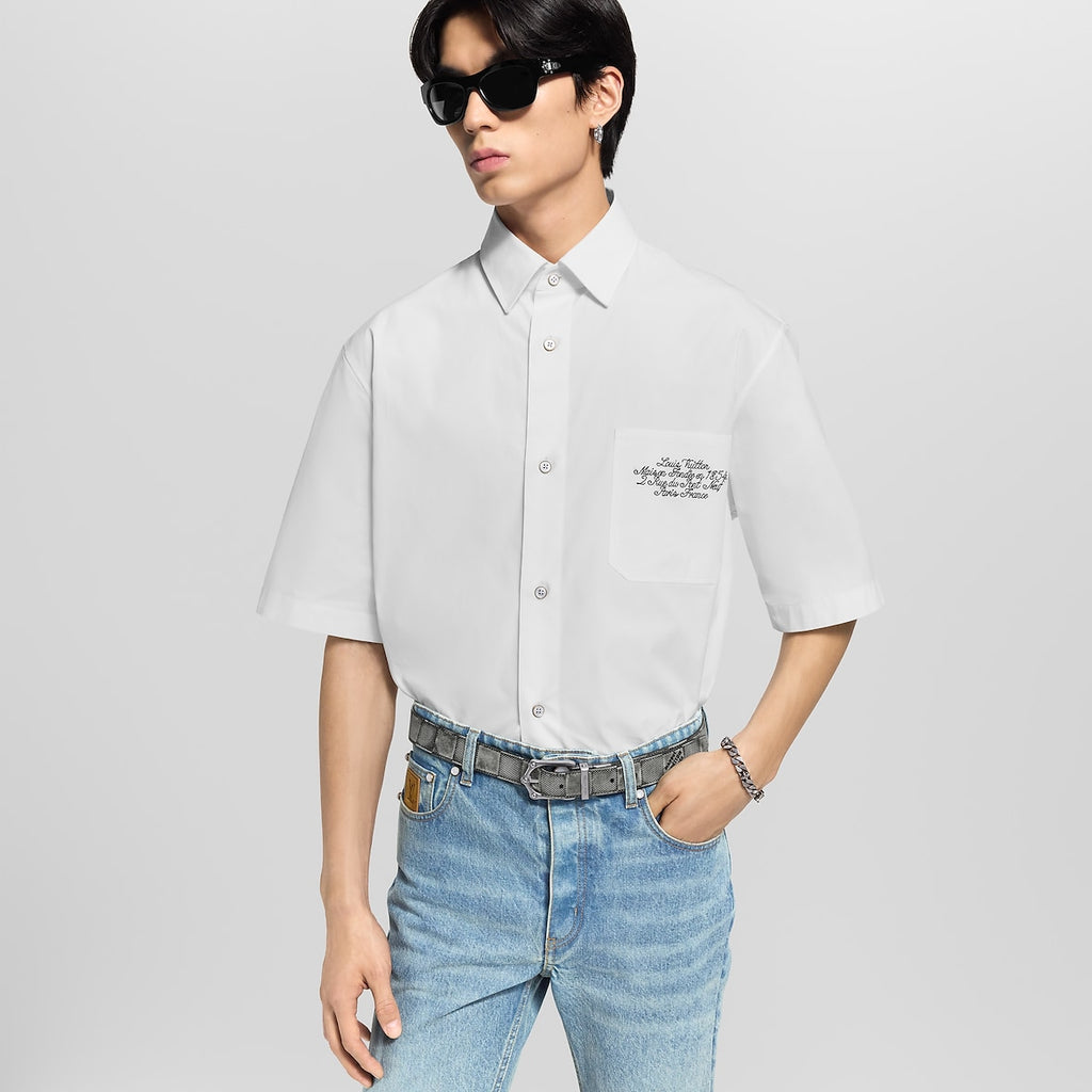 Louis Vuitton/LV 25ss Embroidered Logo Short-Sleeve Shirt
