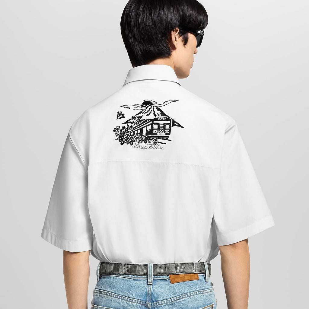 Louis Vuitton/LV 25ss Embroidered Logo Short-Sleeve Shirt