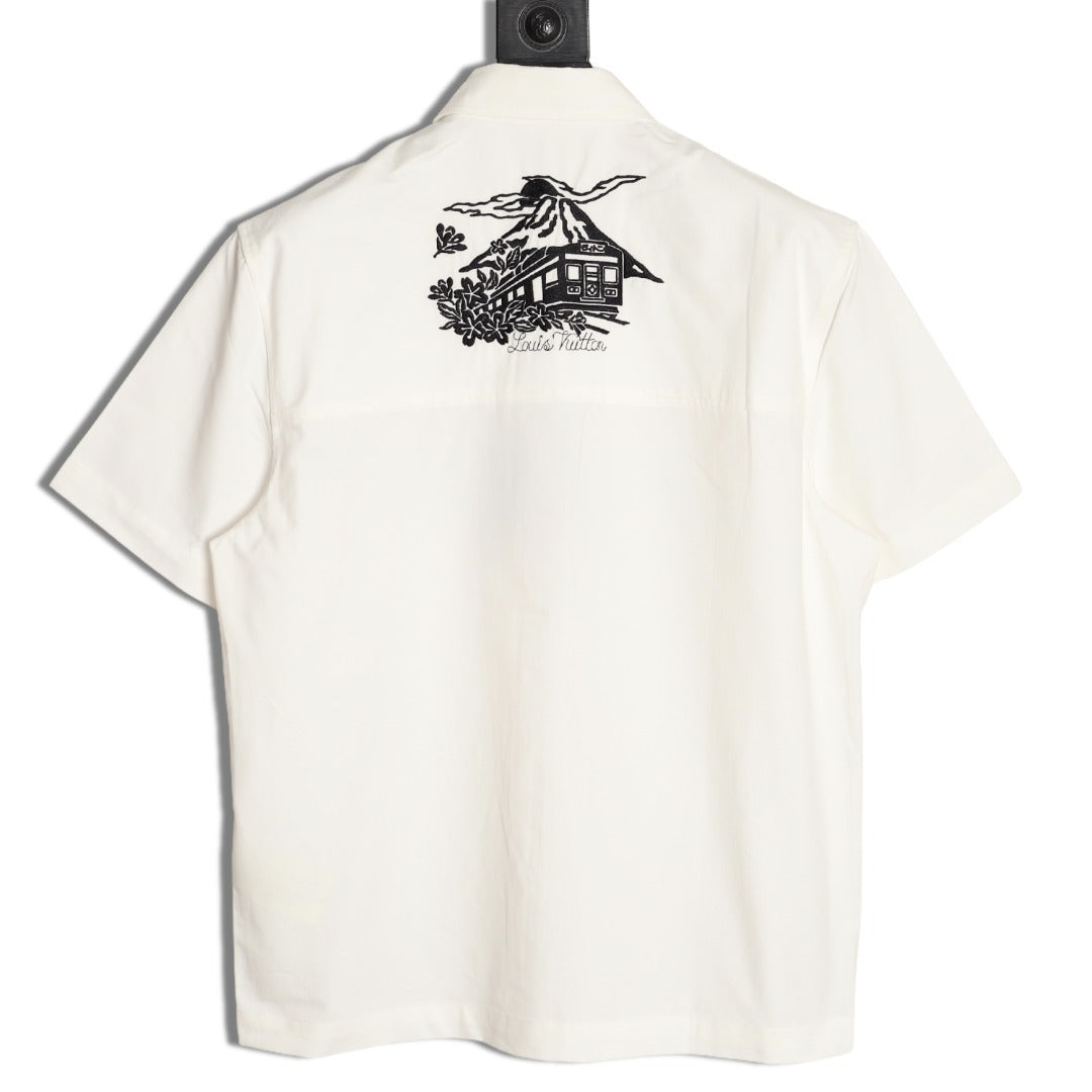 Louis Vuitton/LV 25ss Embroidered Logo Short-Sleeve Shirt