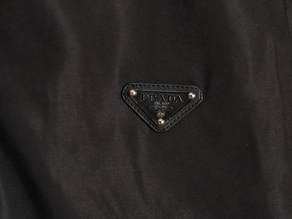 Prada classic red striped triangle logo beach shorts