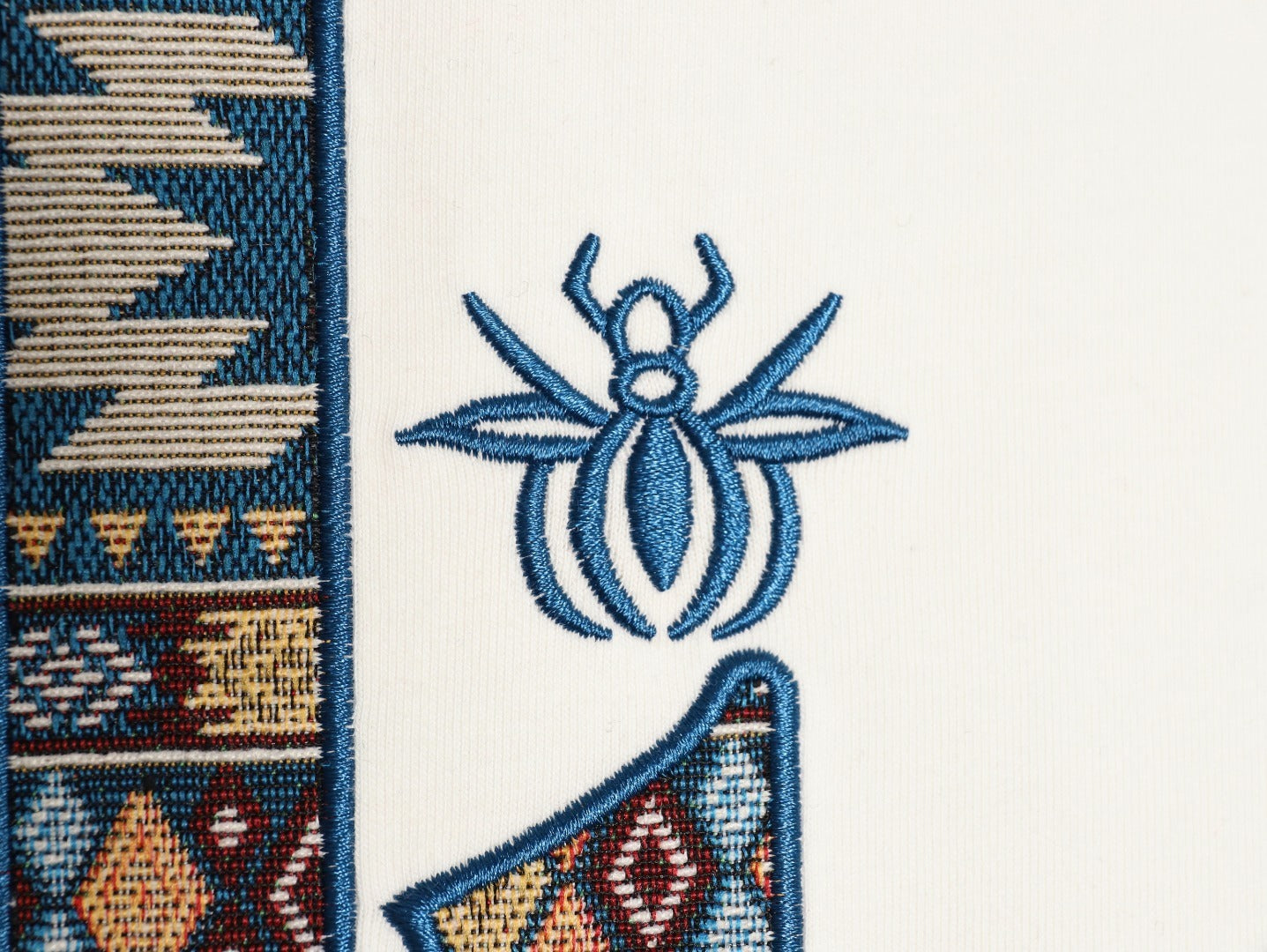 Dior classic woven fabric appliqué embroidered short-sleeved shirt