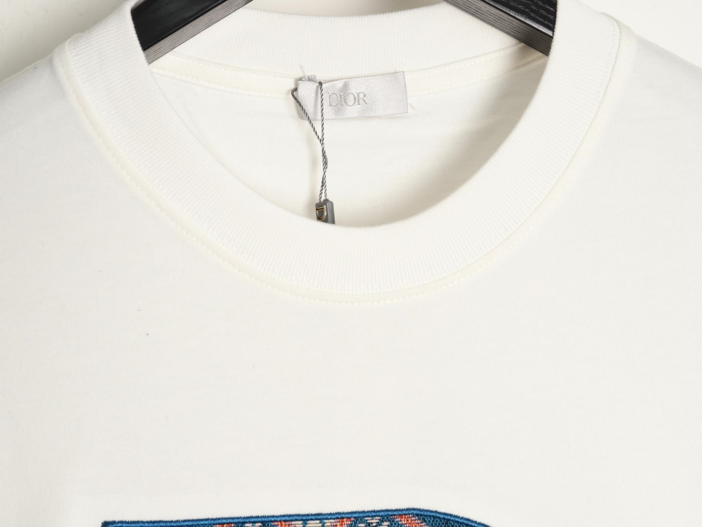 Dior classic woven fabric appliqué embroidered short-sleeved shirt