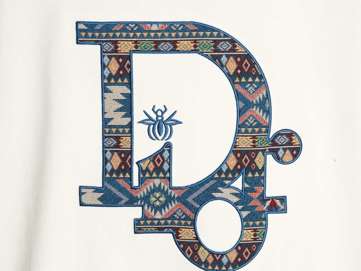 Dior classic woven fabric appliqué embroidered short-sleeved shirt