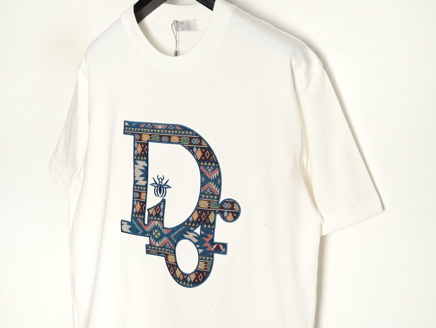 Dior classic woven fabric appliqué embroidered short-sleeved shirt
