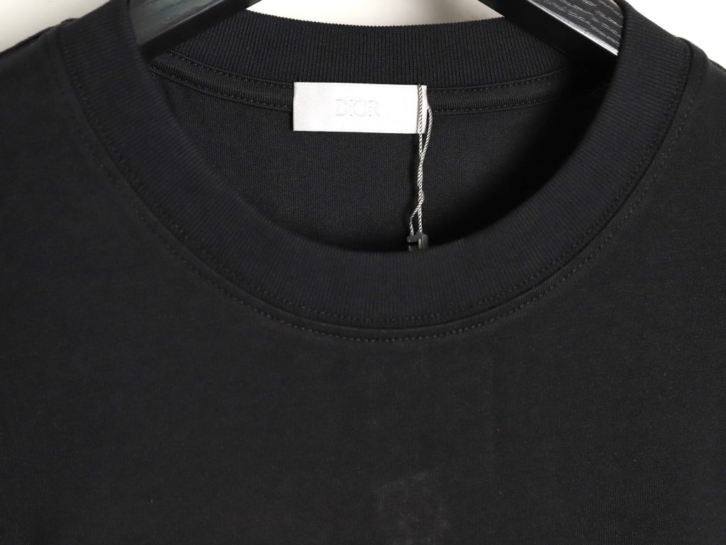 Dior classic woven fabric appliqué embroidered short-sleeved shirt