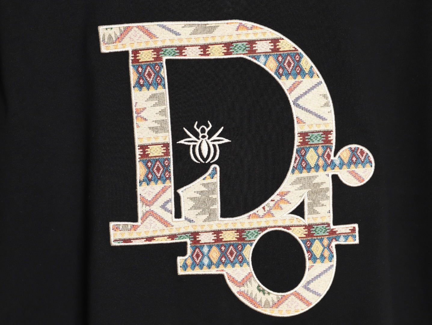 Dior classic woven fabric appliqué embroidered short-sleeved shirt