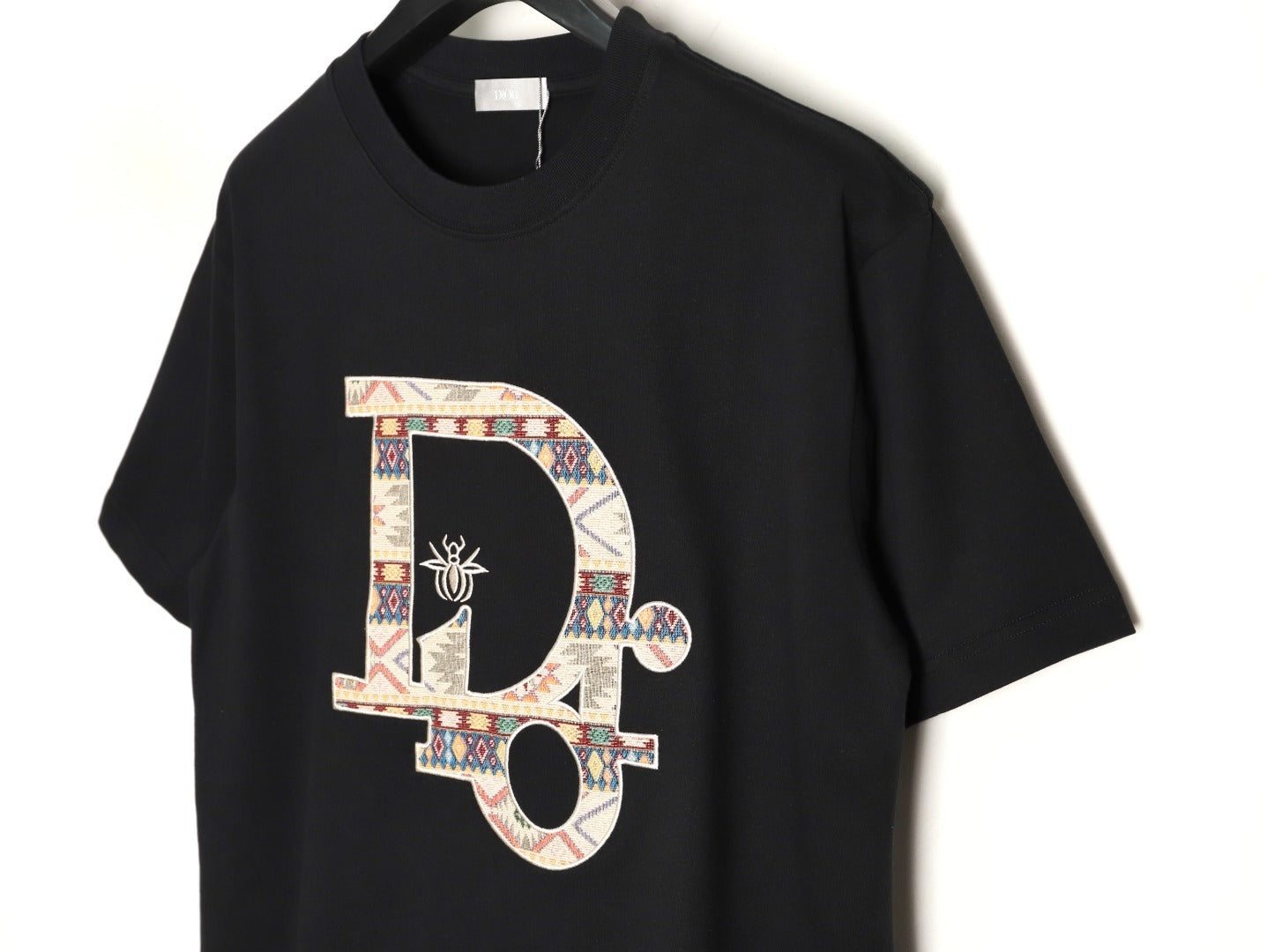 Dior classic woven fabric appliqué embroidered short-sleeved shirt