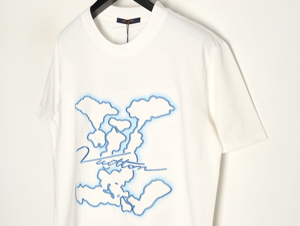 Louis Vuitton/LV cloud-patterned logo embroidered short-sleeved top