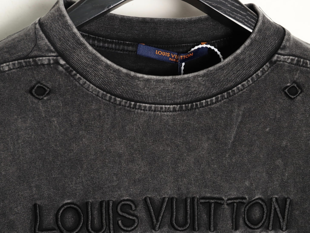 Louis VuittonEmbroidered Letter Washed Distressed Short-Sleeve T-Shirt