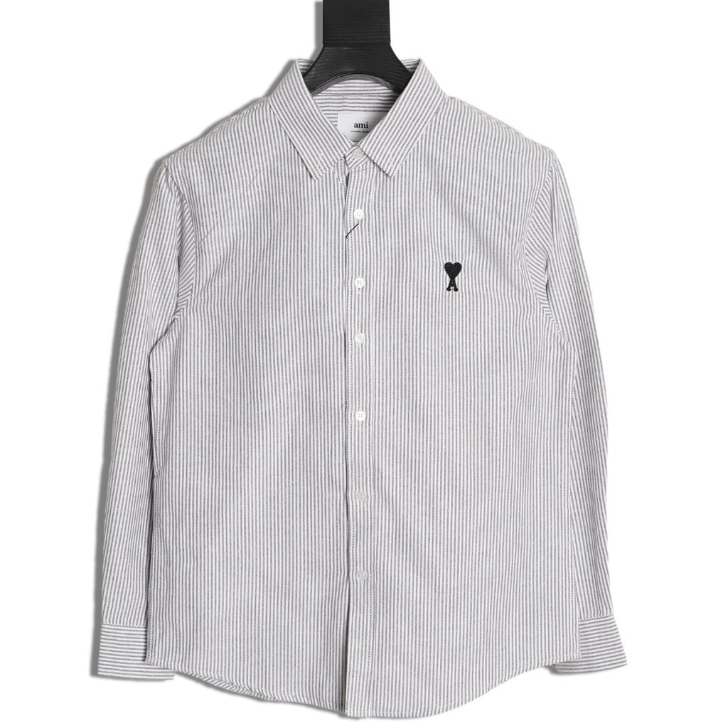 AMI Paris Black Classic Heart Embroidery Shirt