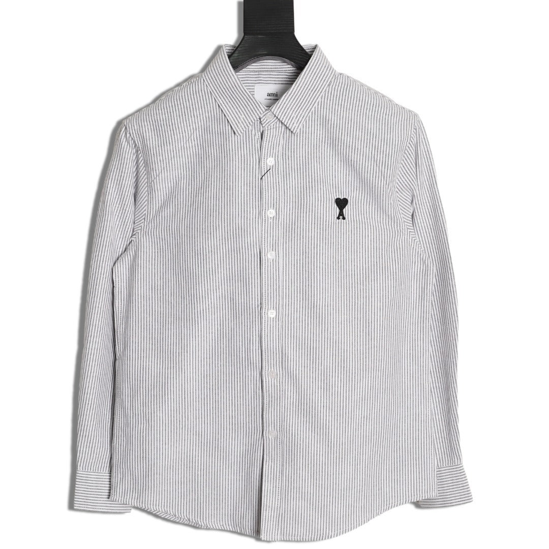 AMI Paris Black Classic Heart Embroidery Shirt