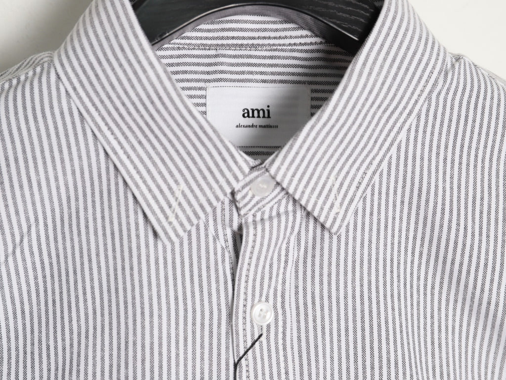 AMI Paris Black Classic Heart Embroidery Shirt