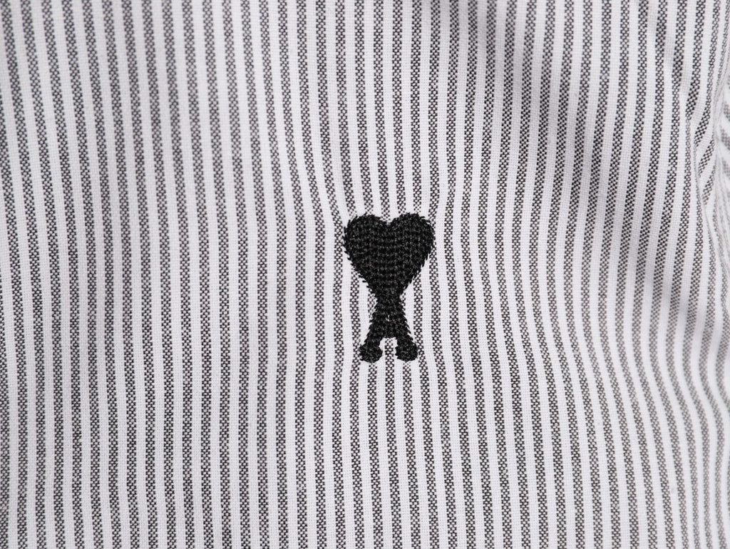AMI Paris Black Classic Heart Embroidery Shirt