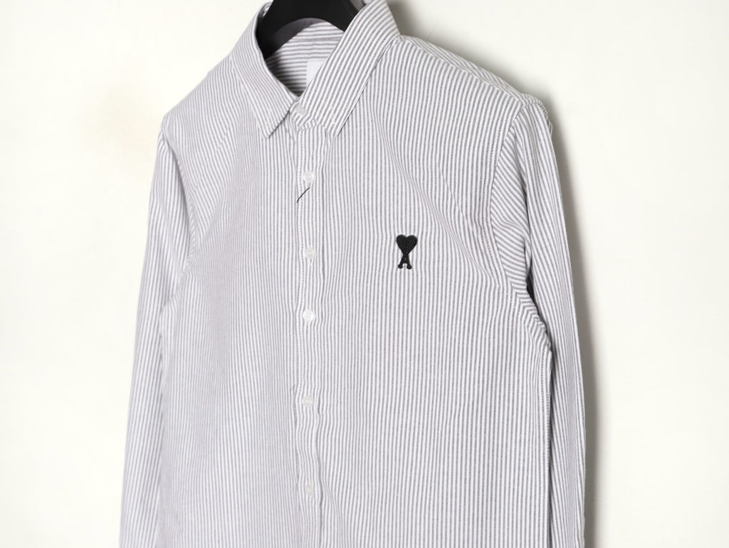 AMI Paris Black Classic Heart Embroidery Shirt