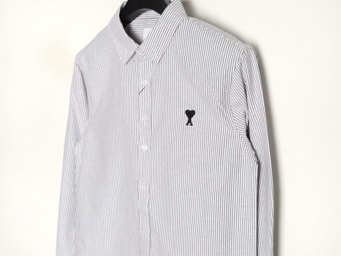 AMI Paris Black Classic Heart Embroidery Shirt