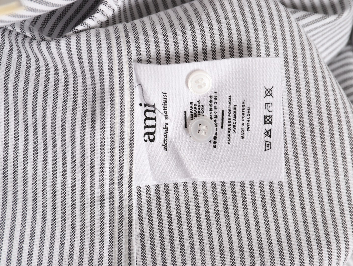 AMI Paris Black Classic Heart Embroidery Shirt