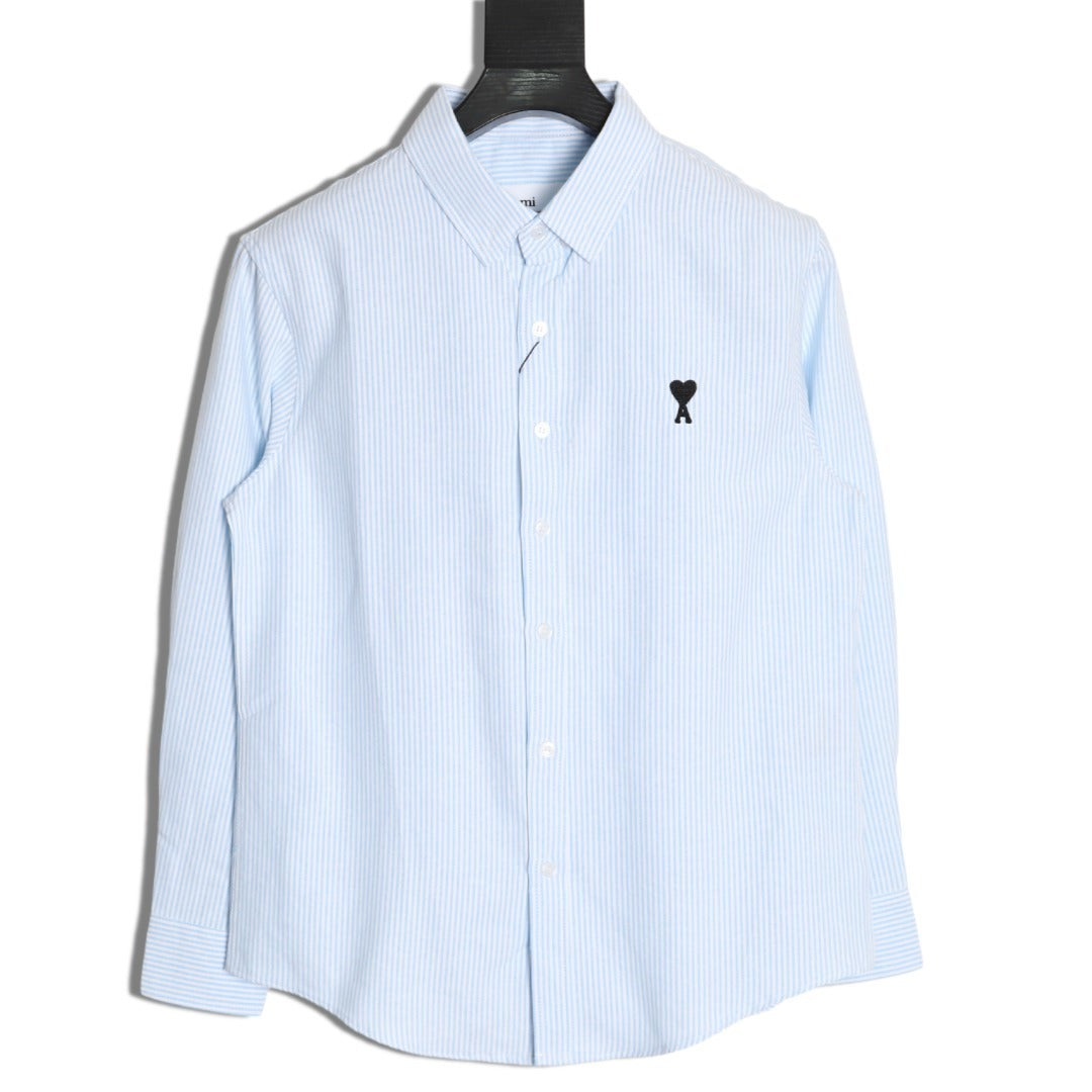 AMI Paris Black Classic Heart Embroidery Shirt