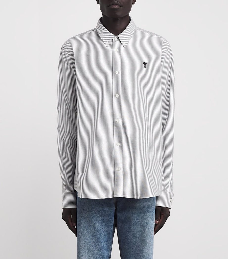 AMI Paris Black Classic Heart Embroidery Shirt