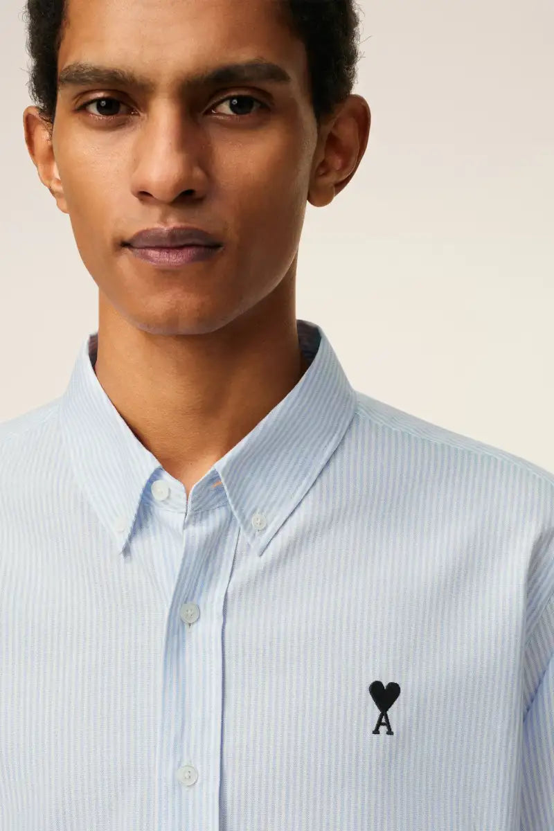 AMI Paris Black Classic Heart Embroidery Shirt