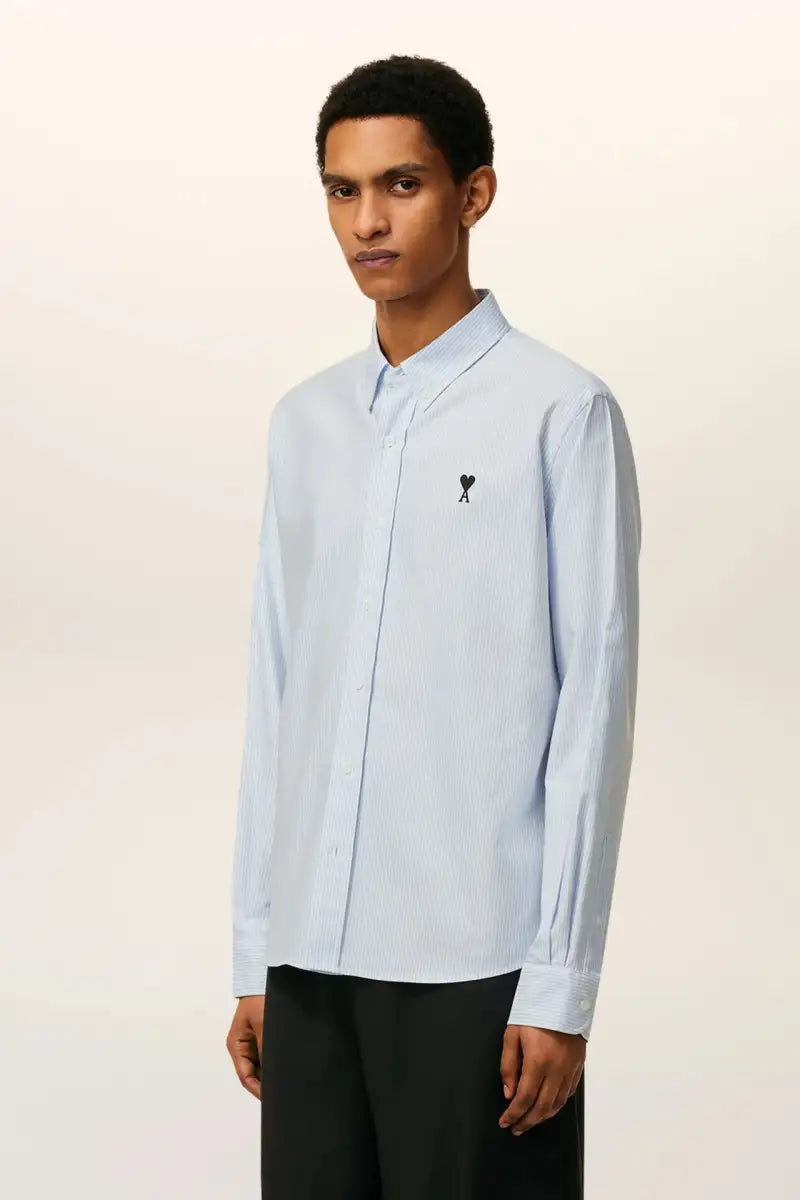 AMI Paris Black Classic Heart Embroidery Shirt