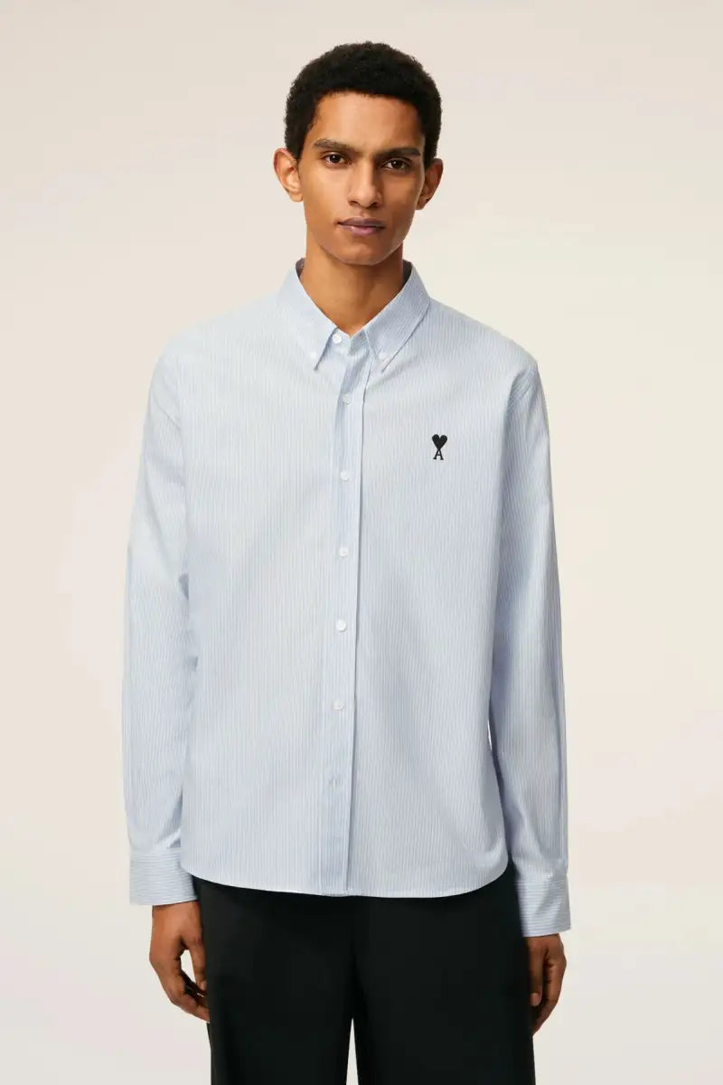 AMI Paris Black Classic Heart Embroidery Shirt