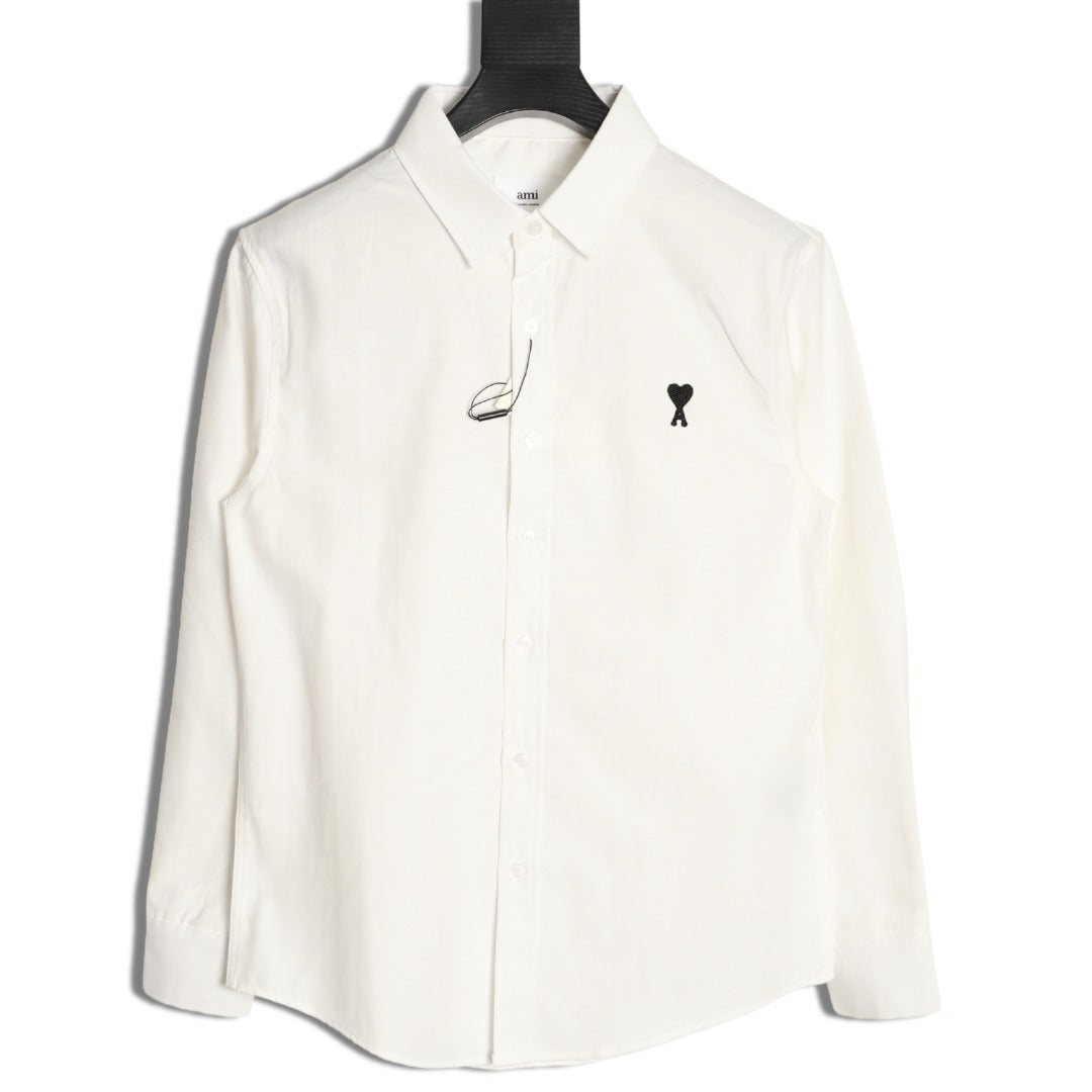 AMI Paris Solid Color Long-Sleeve Oxford Shirt