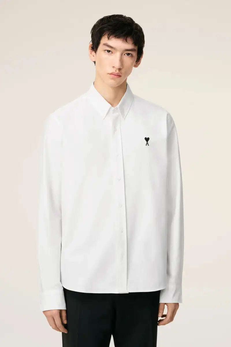 AMI Paris Solid Color Long-Sleeve Oxford Shirt