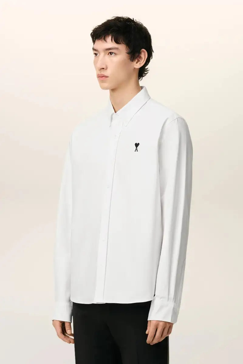 AMI Paris Solid Color Long-Sleeve Oxford Shirt