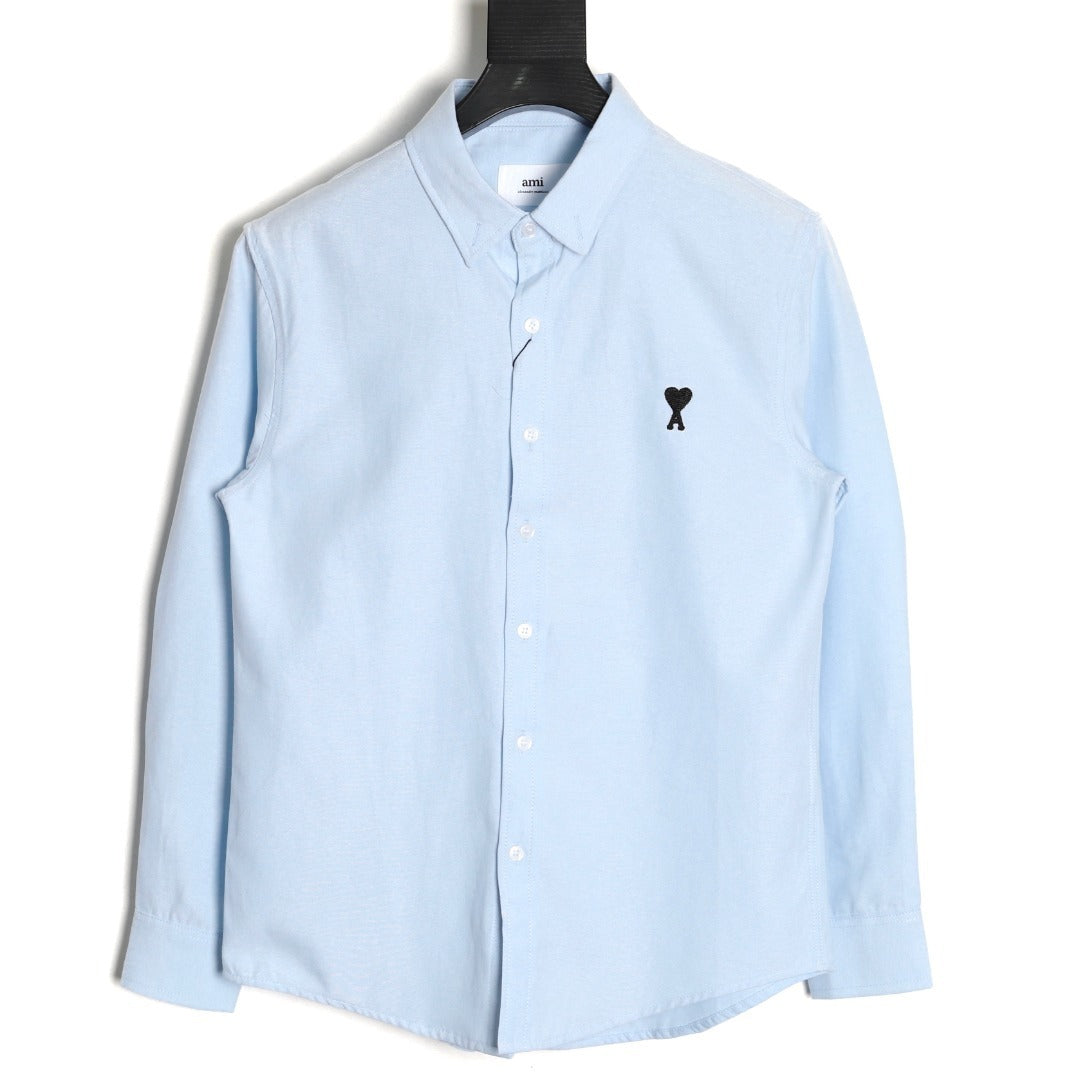 AMI Paris Solid Color Long-Sleeve Oxford Shirt