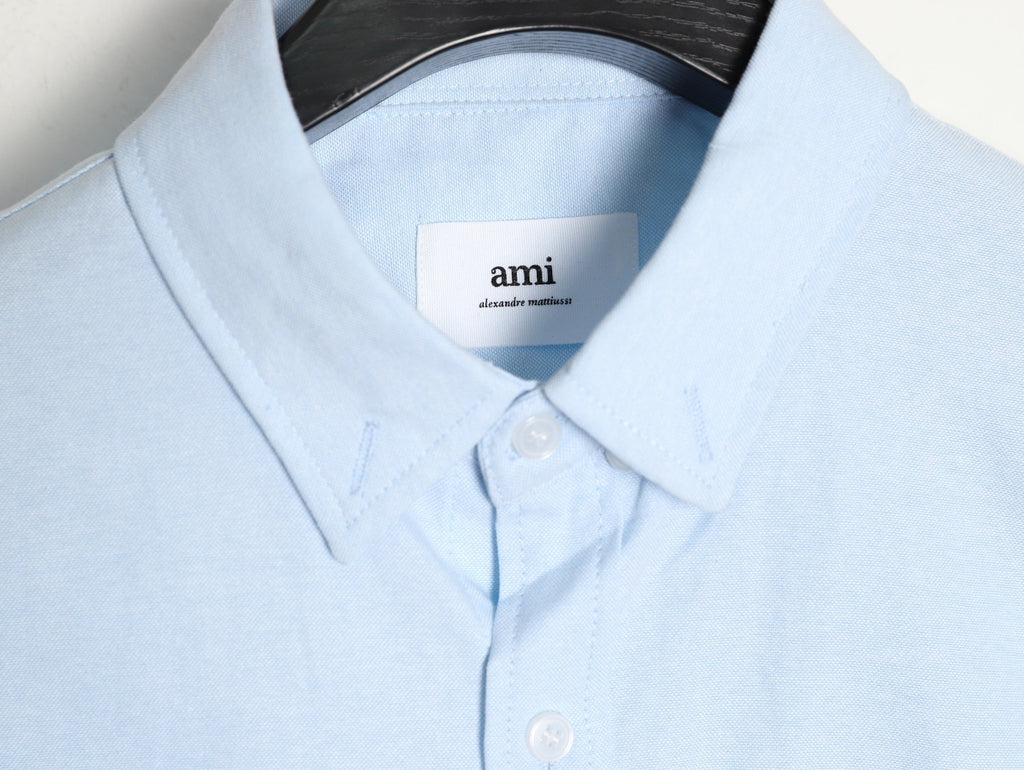 AMI Paris Solid Color Long-Sleeve Oxford Shirt