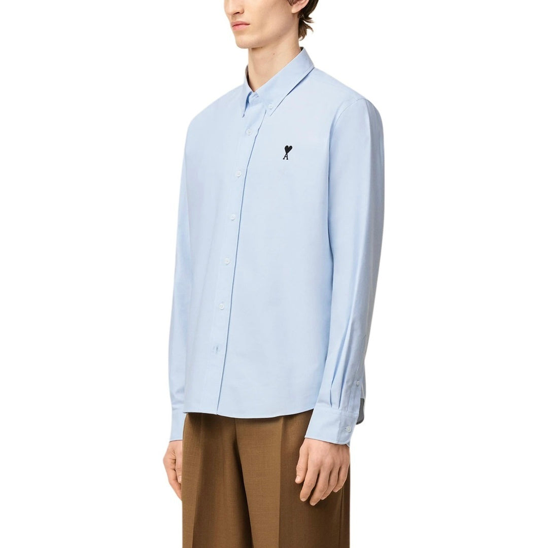 AMI Paris Solid Color Long-Sleeve Oxford Shirt