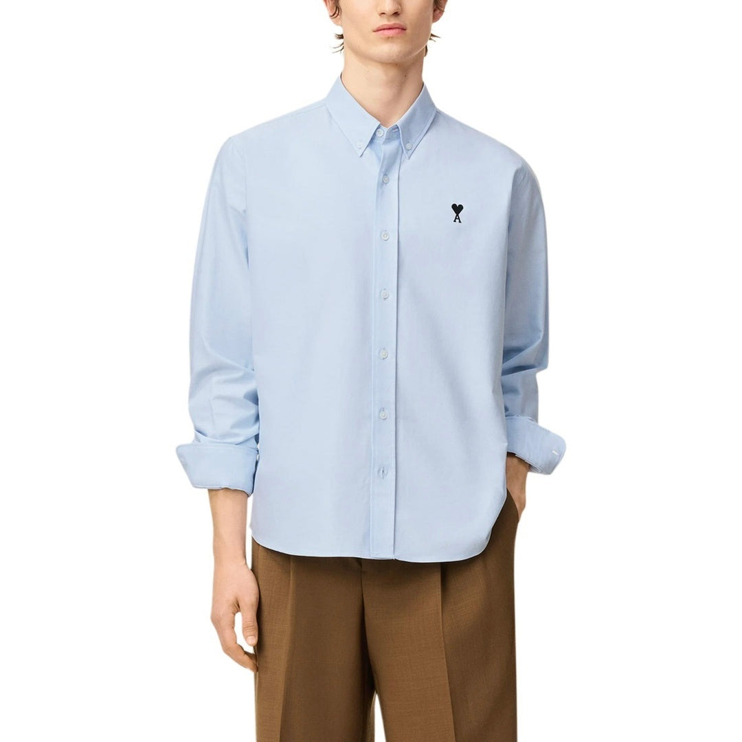 AMI Paris Solid Color Long-Sleeve Oxford Shirt