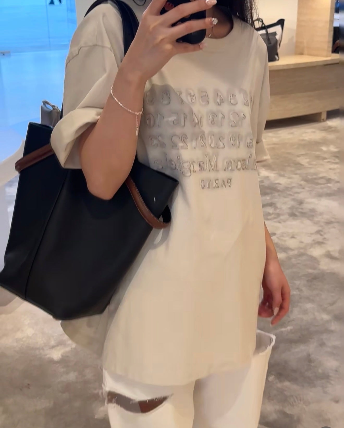 Maison Margiela Shadow Letter Embroidery Short-Sleeve T-Shirt