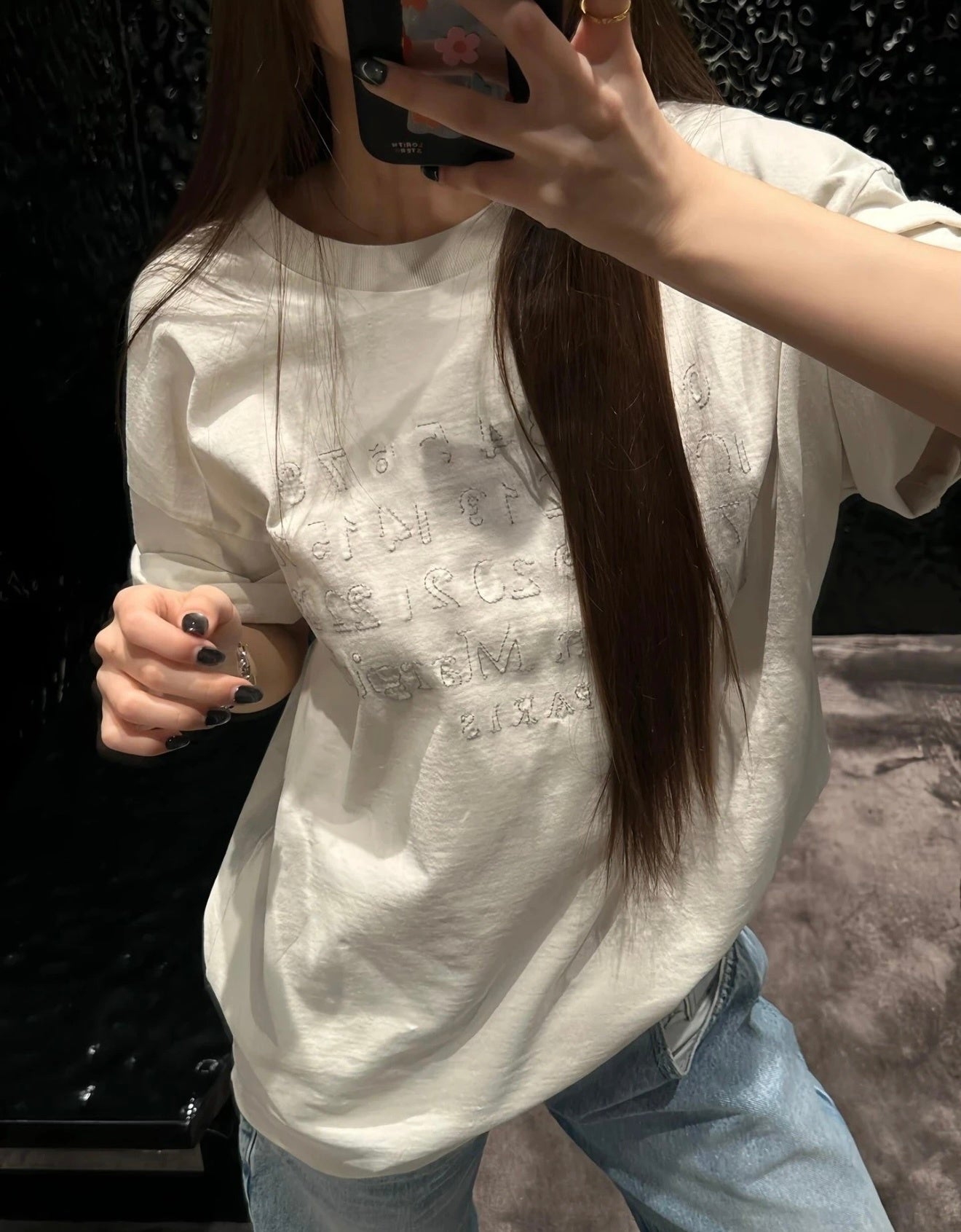 Maison Margiela Shadow Letter Embroidery Short-Sleeve T-Shirt