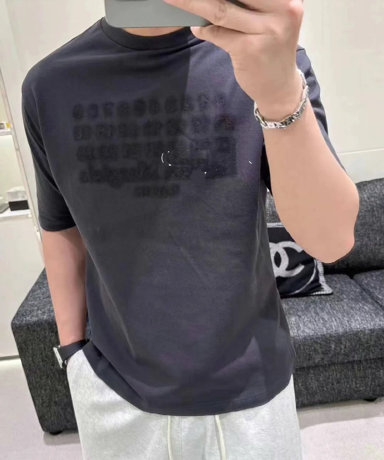 Maison Margiela Shadow Letter Embroidery Short-Sleeve T-Shirt