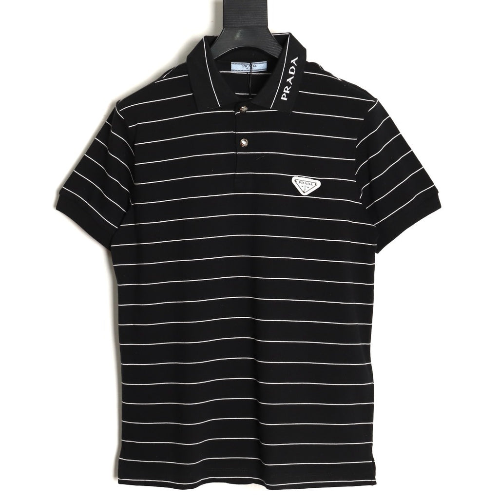 Prada 25ss Triangle Striped Polo Short-Sleeve