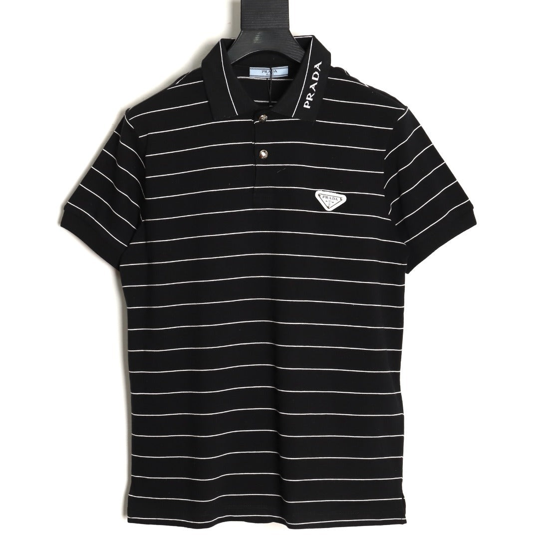 Prada 25ss Triangle Striped Polo Short-Sleeve