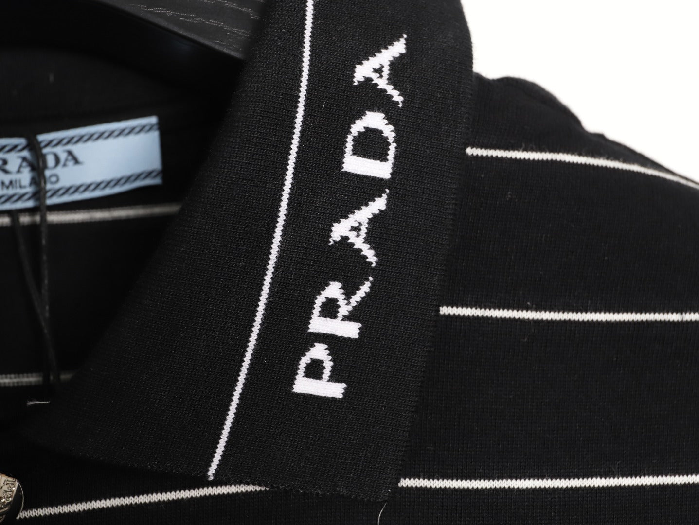 Prada 25ss Triangle Striped Polo Short-Sleeve