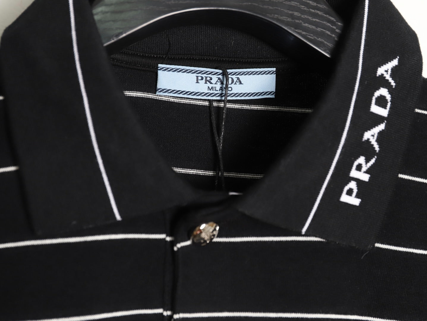 Prada 25ss Triangle Striped Polo Short-Sleeve