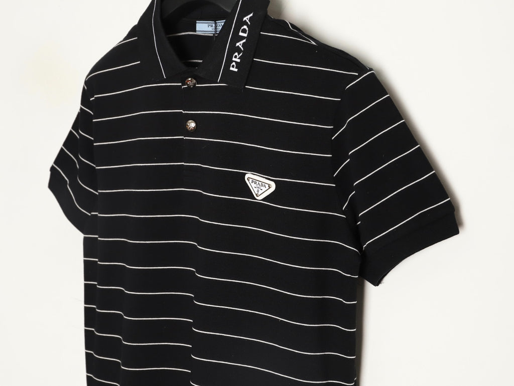 Prada 25ss Triangle Striped Polo Short-Sleeve