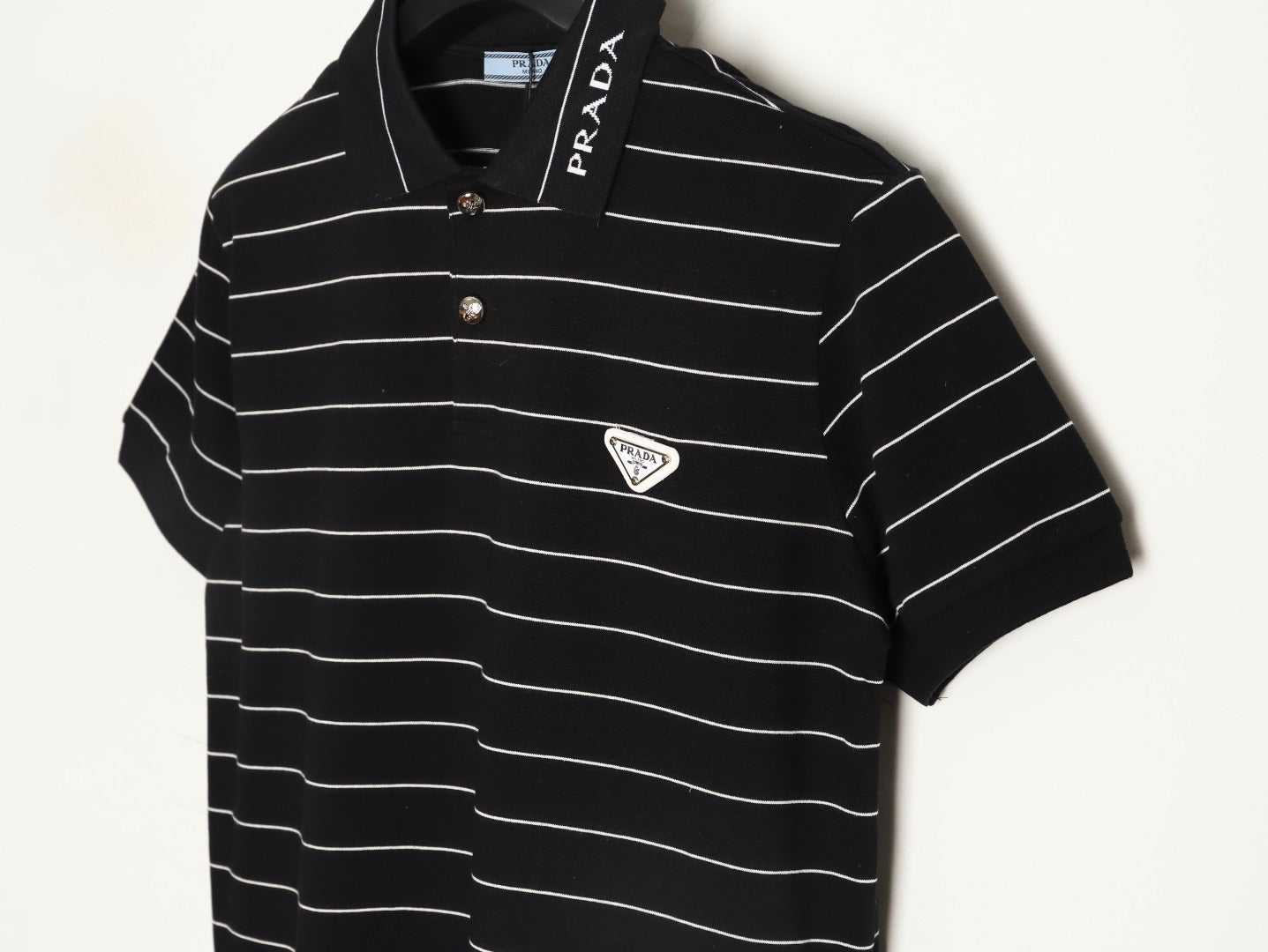 Prada 25ss Triangle Striped Polo Short-Sleeve