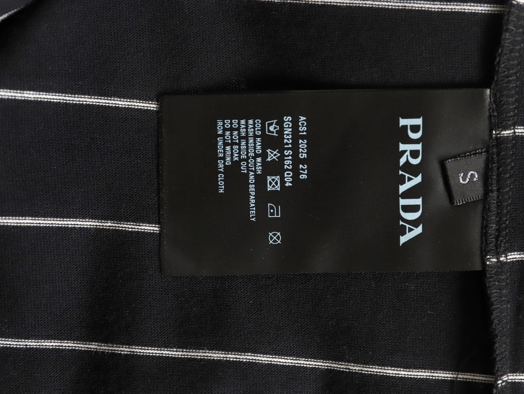 Prada 25ss Triangle Striped Polo Short-Sleeve