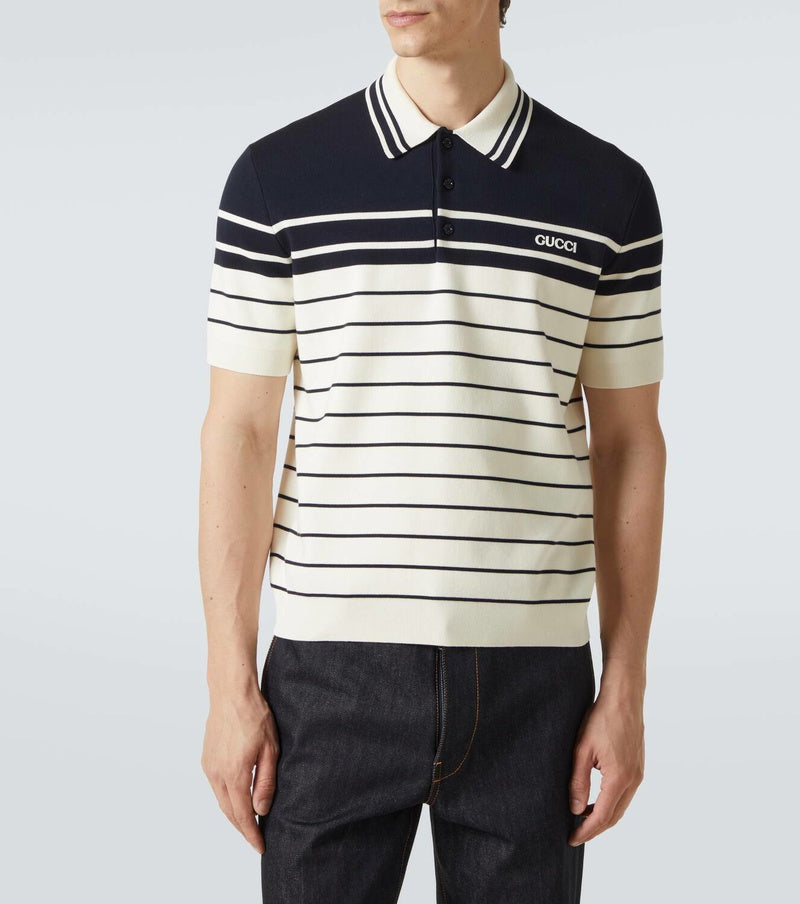 Gucci Striped Knit Polo Short-Sleeve