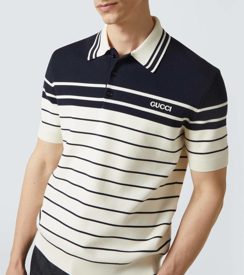 Gucci Striped Knit Polo Short-Sleeve