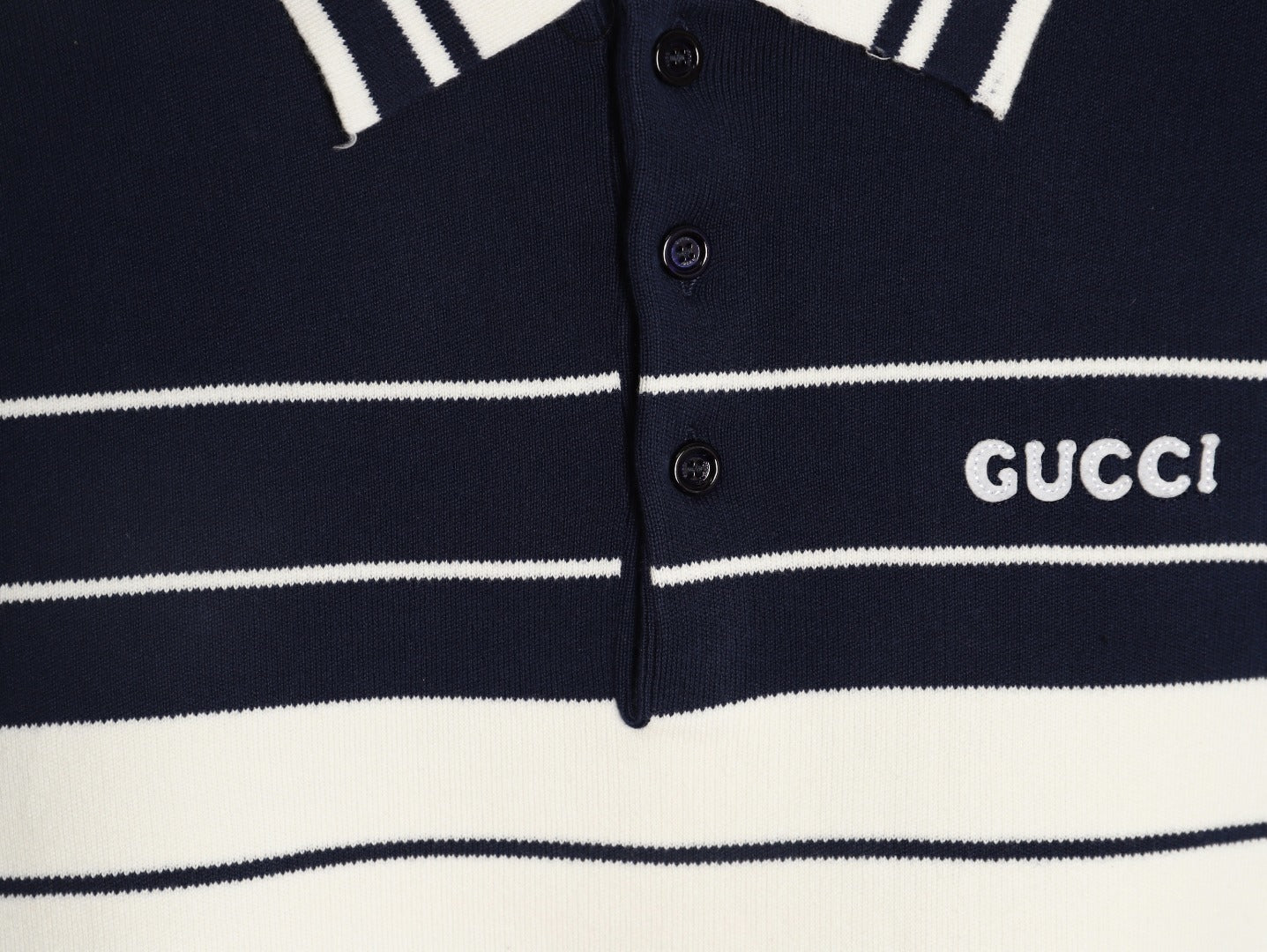 Gucci Striped Knit Polo Short-Sleeve