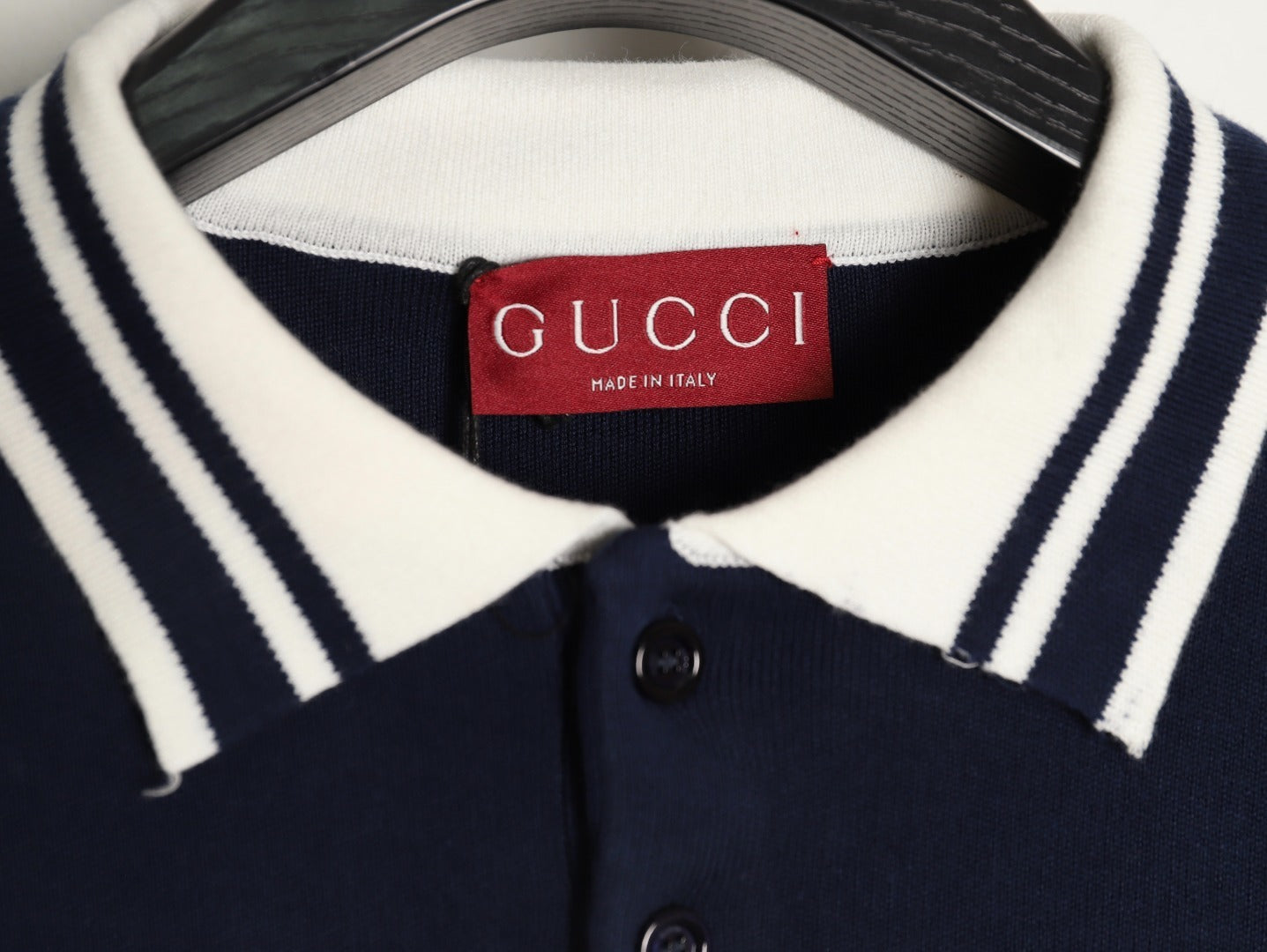 Gucci Striped Knit Polo Short-Sleeve