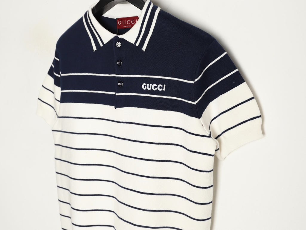 Gucci Striped Knit Polo Short-Sleeve