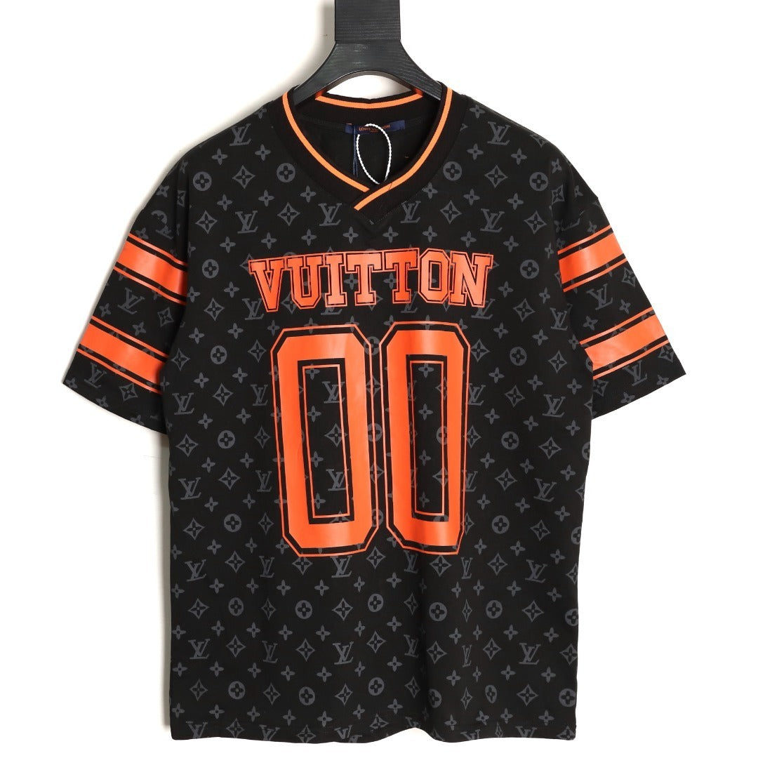 Louis Vuitton 00 Orange Letter Print Sleeve T-Shirt
