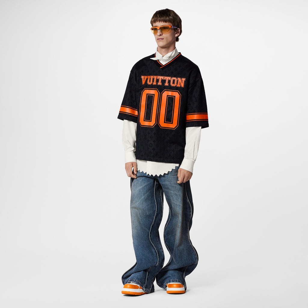 Louis Vuitton 00 Orange Letter Print Sleeve T-Shirt