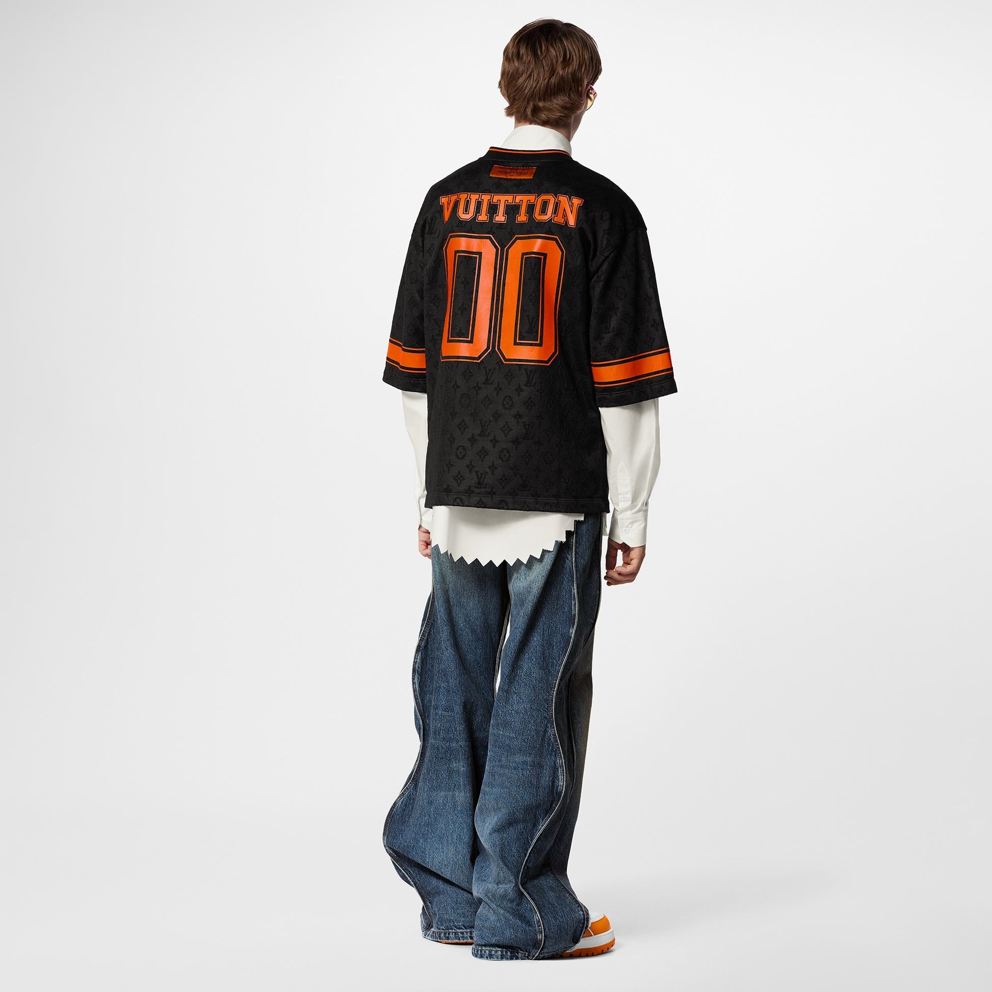 Louis Vuitton 00 Orange Letter Print Sleeve T-Shirt